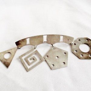 TAXCO STERLING SILVER GEOMETRIC DANGLE Pin Brooch